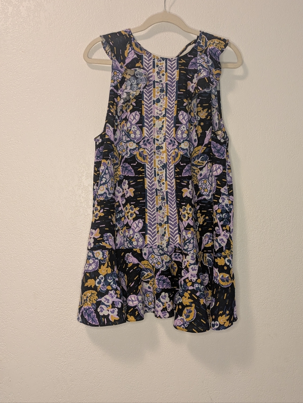 Free People Summer In Tulum Tunic Top with Purple & Yellow Accents - Picture 6 of 9